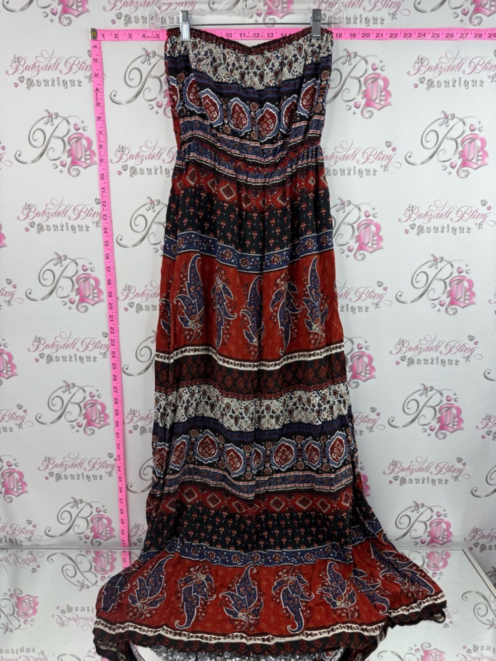 New Look strapless paisley dress Multicolor Boho Maxi Dress with Paisley Print